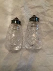 EXC COND VTG Waterford Glandore Crystal Salt & Pepper Shakers Set w/ EPNS Tops