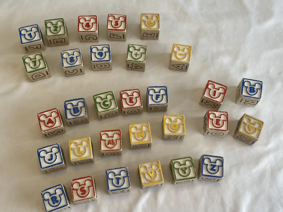 Bloques de madera vintage DISNEY (30) letras y números años 50 - ¡Envío el mismo día! Foto 2 de 4
