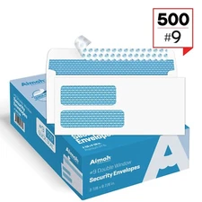 500#9 Double Window Self-Seal Envelopes - Security Tinted - (30139)