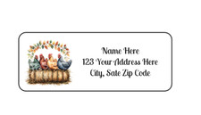 30 Adorable Chickens PERSONALIZED RETURN ADDRESS LABELS 1 in X 2 5/8 GLOSSY