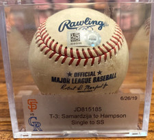 Garrett Hampson Rockies Game Used SINGLE Baseball 6/26/2019 vs Giants Hit #32