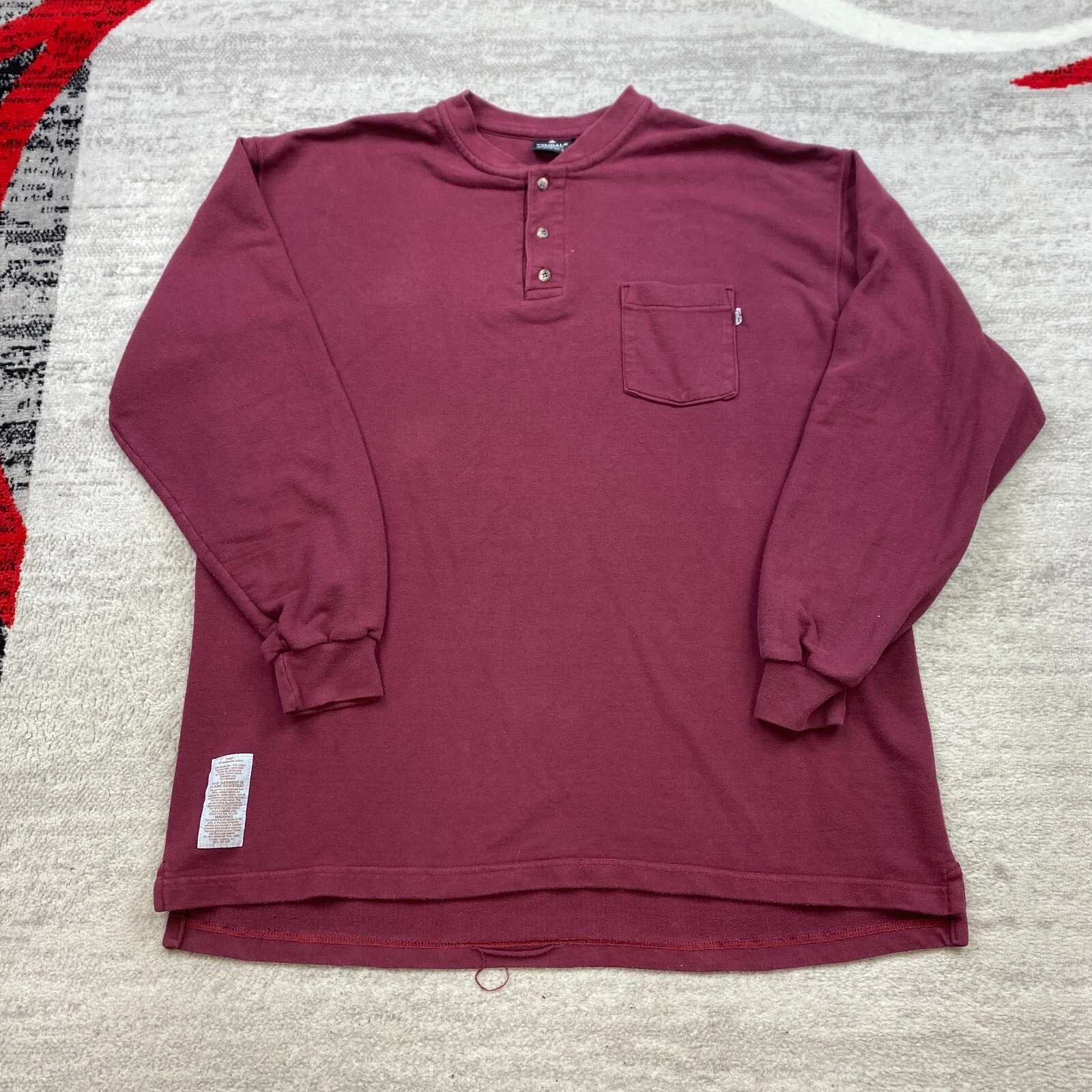 Tyndale FR Henley Sweatshirt 2XL XXL Red Purple Workwear Flame Resistant HRC CAL