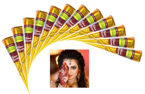 # 12 Pcs. Red Cone Vimal's Sehnaaz Instant Maroon Gold Henna Mehandi Cone - Afbeelding 1 van 4