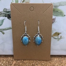 Copper Turquoise Gemstone 925 Silver Plated Drop Earring Set 5 GM New 3391