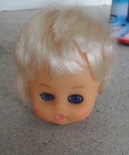 Vintage 1960s Vinyl Blonde Hair Sleepy Eyes Girl Doll Head 2" Tall