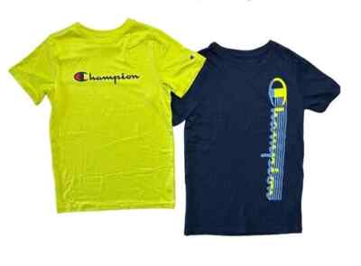 Champion Boys' Navy/Lime 2 Pack Active Tops (CHS581)   5/6-7/8-10/12-14/16-18/20