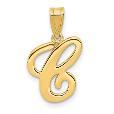 14 Karat Gelbgold Oberetui Buchstabe C kursive Schrift Anfangsanhänger