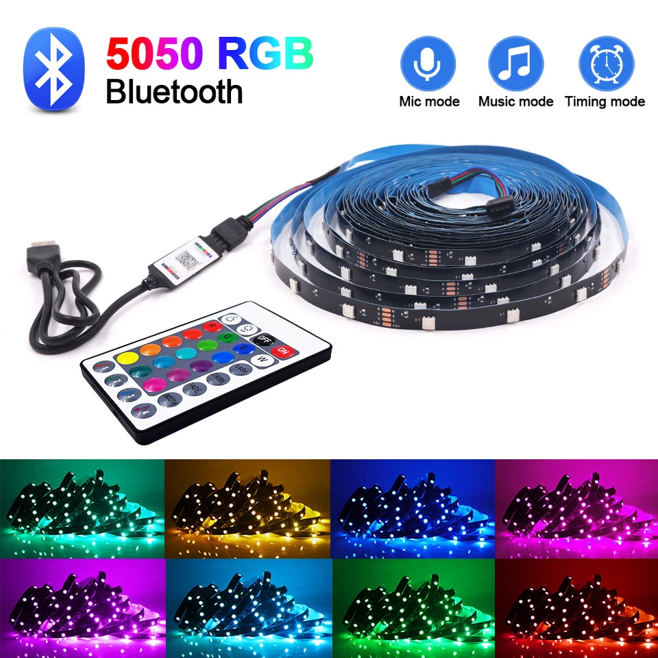 5V LED Strip Lights RGB Tape Rope USB 1M-10M 5050 SMD Bluetooth APP Controller - Image 2 of 4