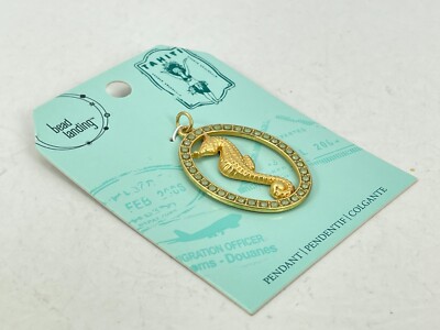 Bead Landing Goldtone Metal Seahorse Pendant 44mmx31mmx4mm Nautical - NEW