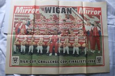WIGAN Rugby League Club 1992 POSTER Squad Team Photo Challenge Cup Daily Mirror