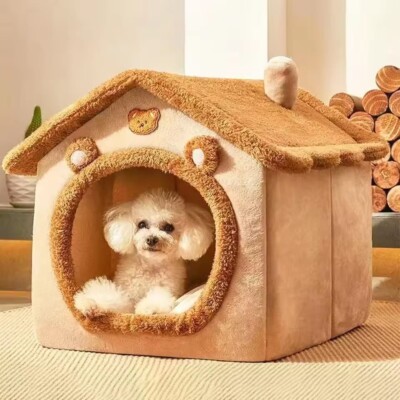 Gemütliches faltbares Höhlenbett für Katzen & kleine Hunde waschbar warm weich Haustierhaus Zwinger