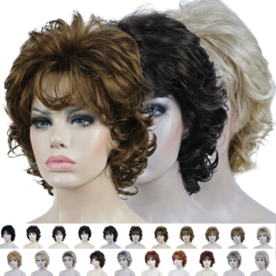 Womens Short Straight Wavy Curly Hair Wig Pixie Cut Bob Ladies Full Wigs Cosplay