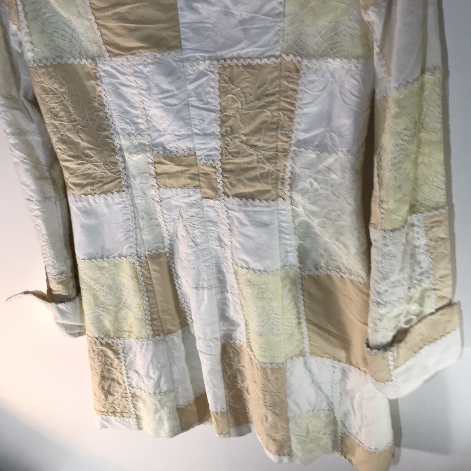 Vintage Boho Chic Multi Patchwork 100% Silk Longe… - image 10