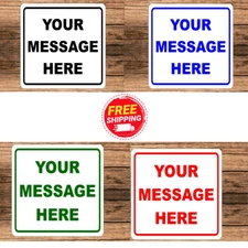 Personalized 8"x8" Aluminum Sign - Personalize Text w/ Holes for Mount