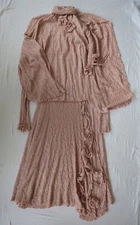 Pale Pink 3 Piece LINDA LUNDSTROM OUTFIT Size 10 Ruffle Flower Turtle Neck