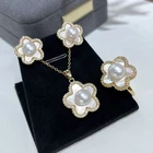 Gorgeous AAAAA 8-9mm South Sea White Stud Pearl Pendant Earring Ring Set 925s.