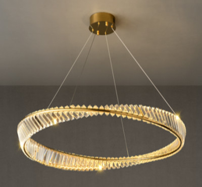 Sorrento Crystal Chandelier Modern Ring Pendant Gold Polygon Luxury Light