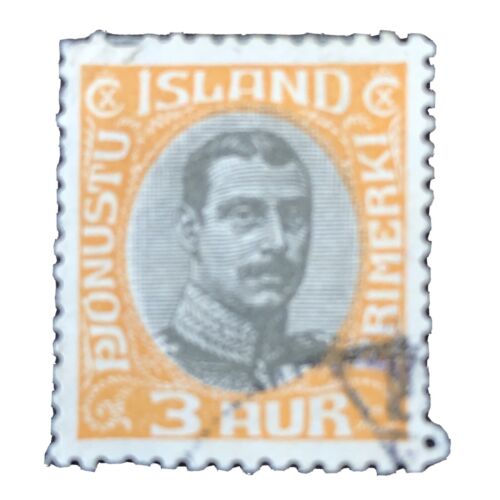 ICELAND, SCOTT # O40, 3a.VALUE OFFICIAL STAMPS 1918 KING FREDERIK ISSUE USED - Picture 1 of 3