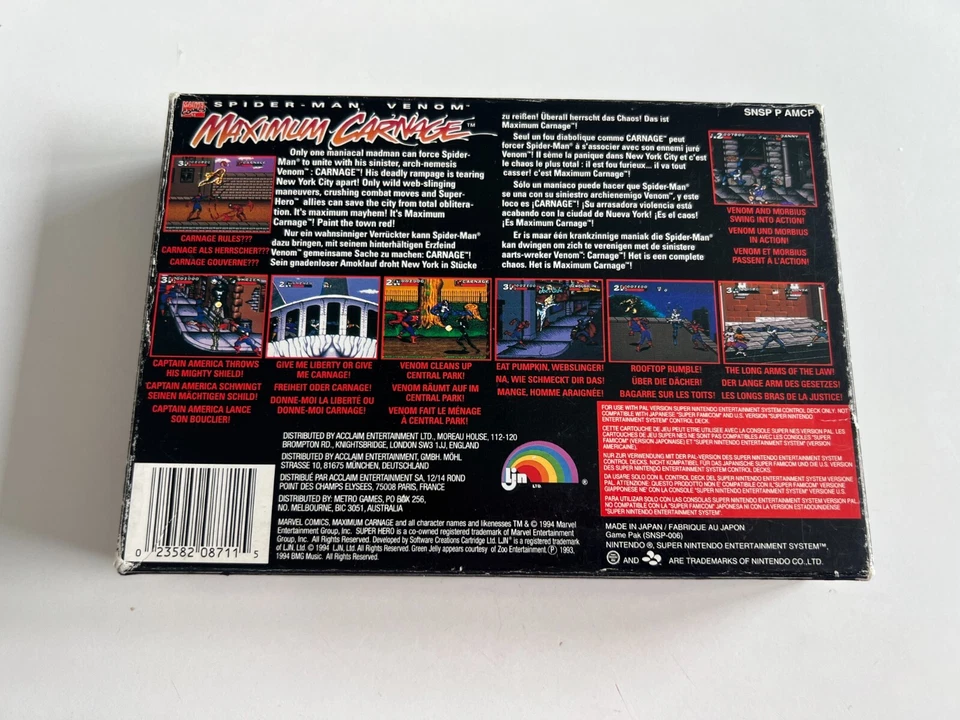 Spider-Man Venom Maximum Carnage für Super Nintendo / SNES in OVP - Bild 3 von 4