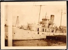 Antique B/W Photograph Photo Old Military Steam Ship 3 1/4" X 2 1/2"