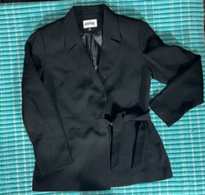 Women's Kasper Black Blazer w/ Side Belt Size 8 Lined Tailored One Button Close