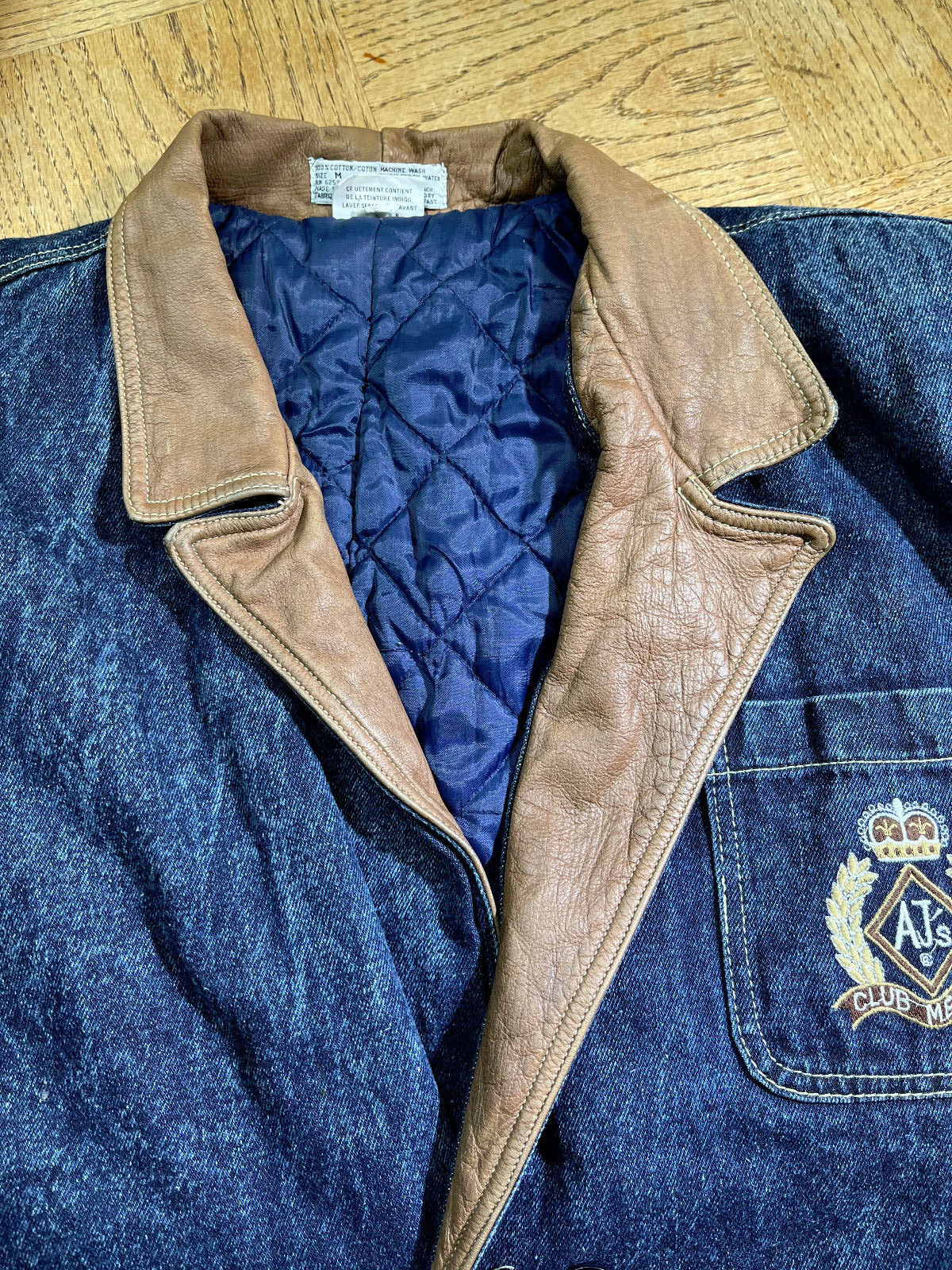 Vintage Armani Jeans AJ Medium Long Duster Denim Lined Jacket Rare Club Member image 9