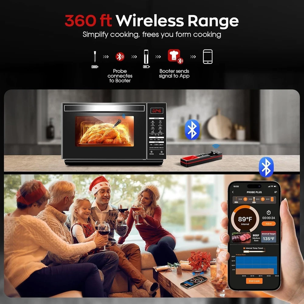 Wireless Meat Thermometer Bluetooth, Food with Waterproof Probe Type-C