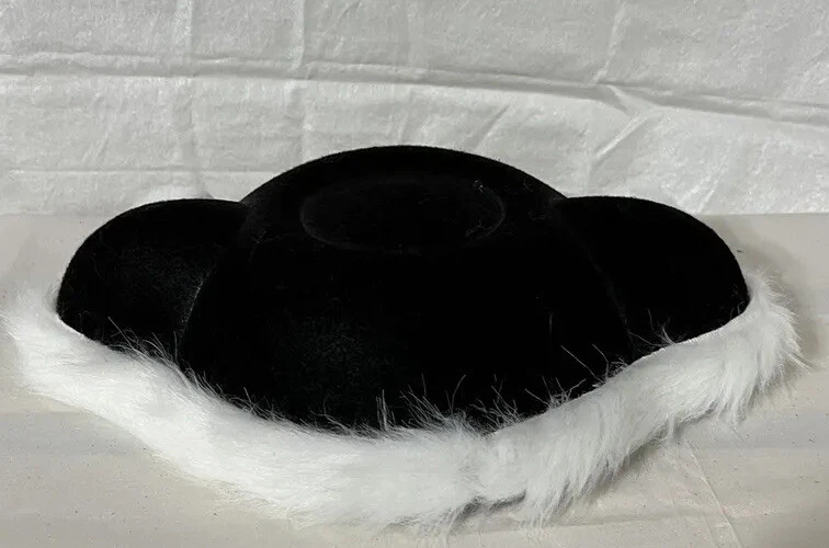 Black Bull Fighter Matador Costume hat- White Faux Fur Trim & 2 Poms-Unisex-New - Image 3 of 3