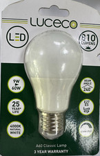 1x 9W  60W Dimmable, LED GLS A60 Light Bulbs, ES, E27, Edison Screw, 4000K
