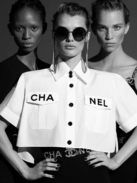NWT CHANEL 19P LOGO CROP BLOUSE SHIRTS TOP FR40 | eBay