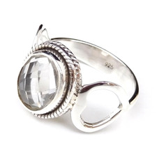 Natural Clear quartz Ring Natural Crystal quartz Ring, 925 Sterling Silver-CR027