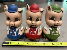 Set of Three Pigs - Nursery Decor or Collectibles - Free Quick Ship