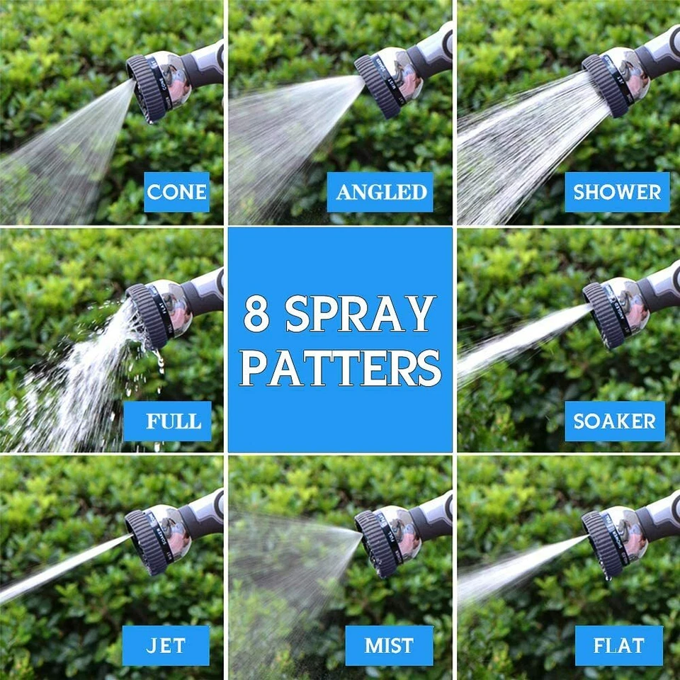 Garden Hose Metal Spray Nozzle Heavy Duty 8-Settings Thumb Control 1.2LB - Image 3 of 4