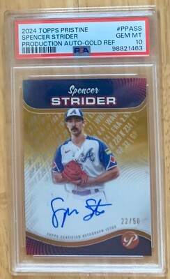Spencer Strider 2024 Topps Pristine Production Auto Gold 22/50 Gem Mint 10!