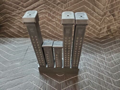 5 SLOT GLOCK 17 19 MAG HOLDER MAGAZINE STORAGE 9mm 40 cal RACK SAFE SHELF BLACK