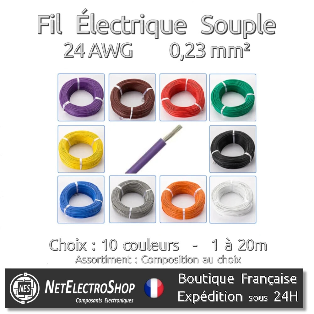 Câble Unipolaire UL Style 1007 AWG 20 Bleu - Fil électrique - Marque ErreBi Group
