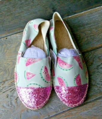 New Cath Kidston Melon green pink slip on pumps trainers shoes size  unusual UK