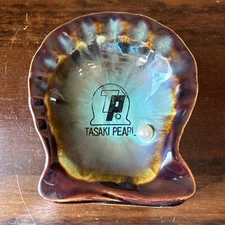 Vintage Tasaki Pearl Advertising Ashtray With 3D Pearl Pottery Ceramic MCM Japan