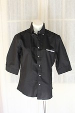SIZE XL ELEG BLACK 1/2 SLEEVE COTTON POLYESTER BUTTON UP COLLARED SHIRT   