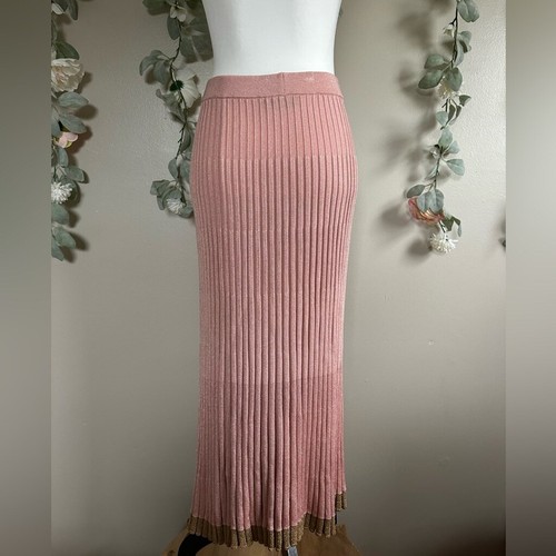 Zimmermann Wonderland Lurex Midi Skirt In Coral/Gold - Picture 9 of 12