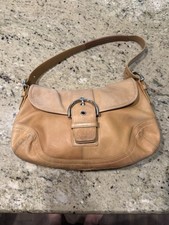 Coach Soho Buckle Flap Shoulder Bag Tan Glove Leather Y2K 9248