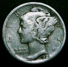 1929-D Mercury Dime - 90% Silver - Free Shipping!