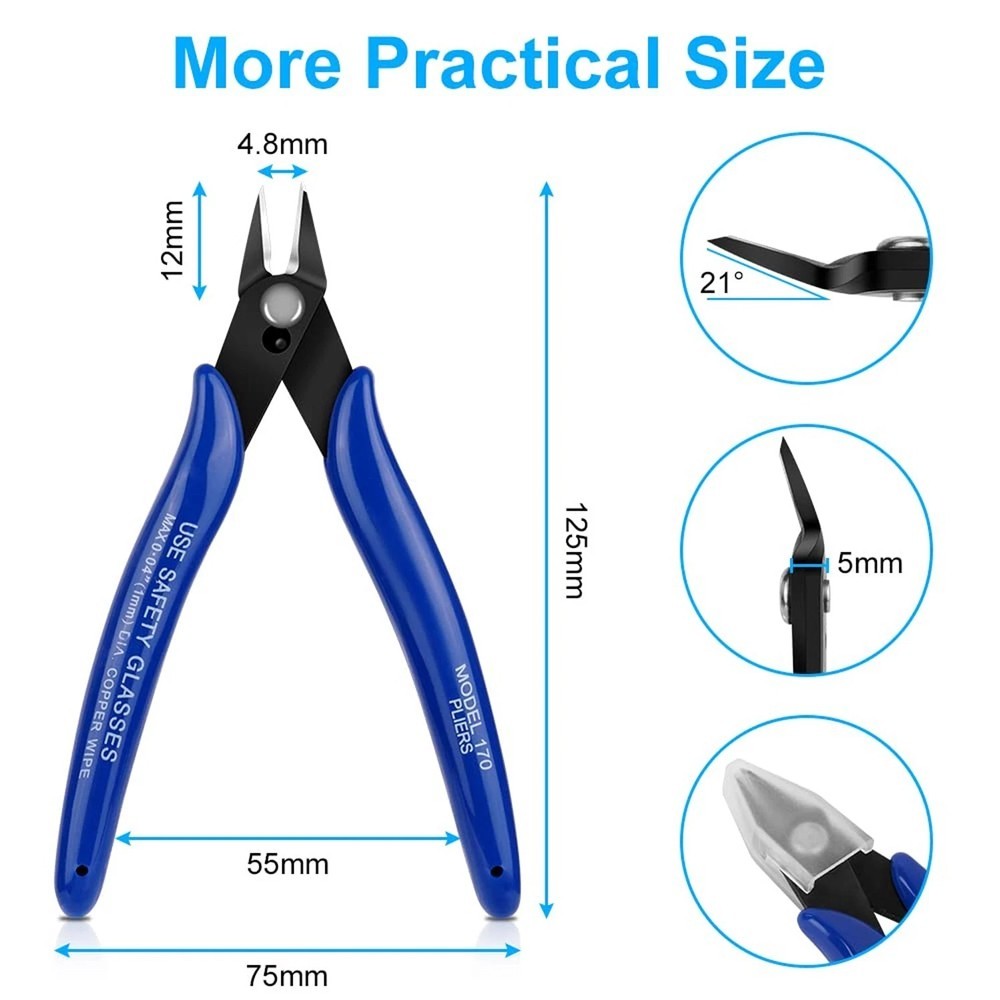 5PCS Plato Model 170 Flush Wire Cable Cutter Cutting Snips Pliers Side DIY Tool