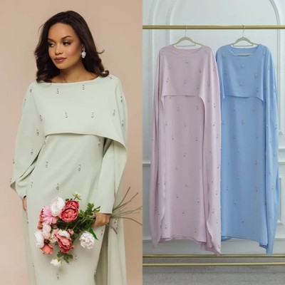 EID Islamische Kleidung Damen Perlen Diamant verziert Luxus Cape Abaya Eleganz