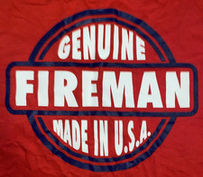 Genuine Fireman Made in USA T-Shirt XL Red Firefighter FD Fire Pocket Tee