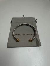 David Yurman 5mm Classic Cable Bracelet 925 Sterling w/ 14K Yellow Gold Domes M