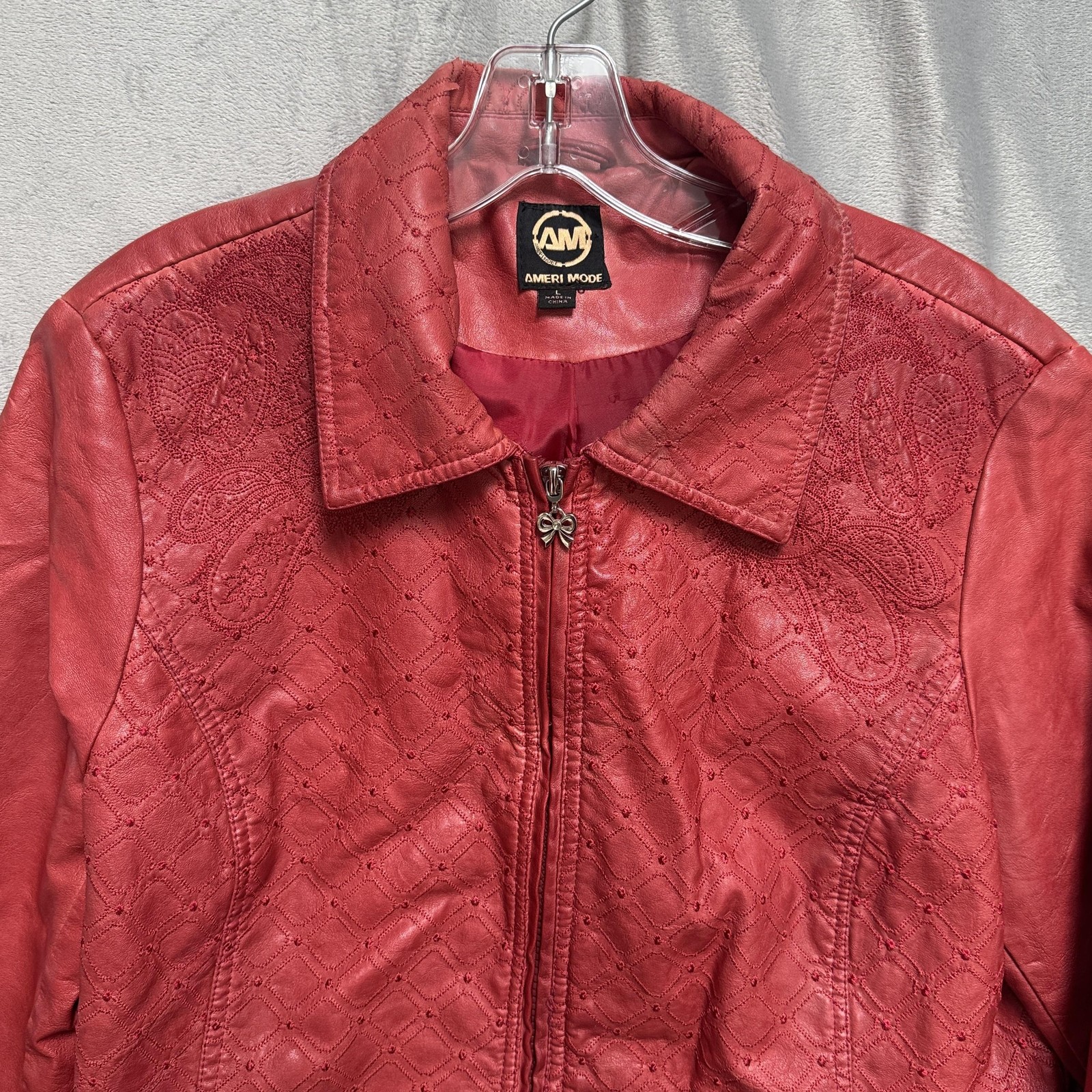 Ameri Mode Jacket Womens Large Red Faux Leather E… - image 2