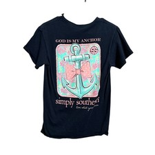 Simply Southern Navy God is My Anchor T Shirt Women's Small