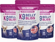 3x K9 Belly Bliss Dog Probiotic Powder - 30 Scoops