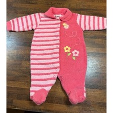Vintage Carter's sleeper. Size 0-3 months. Pink stripes and flowers. Cozy warm